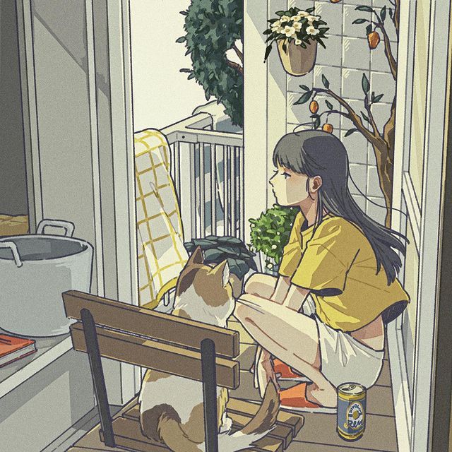 少女与猫咪插画师アキオカ作品