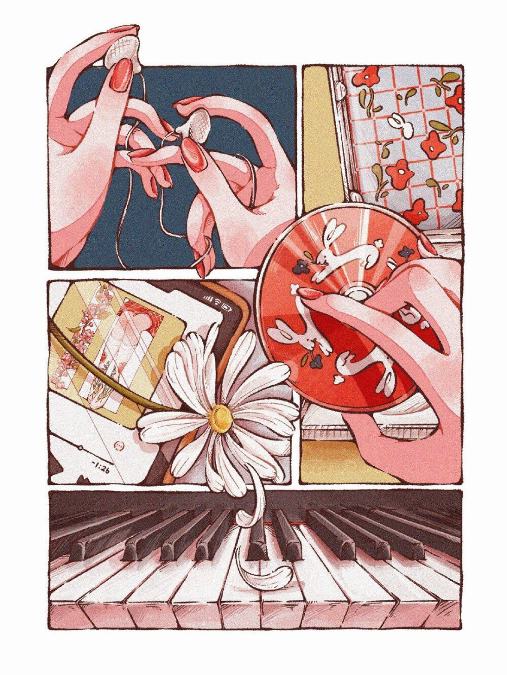 复古风分格插画