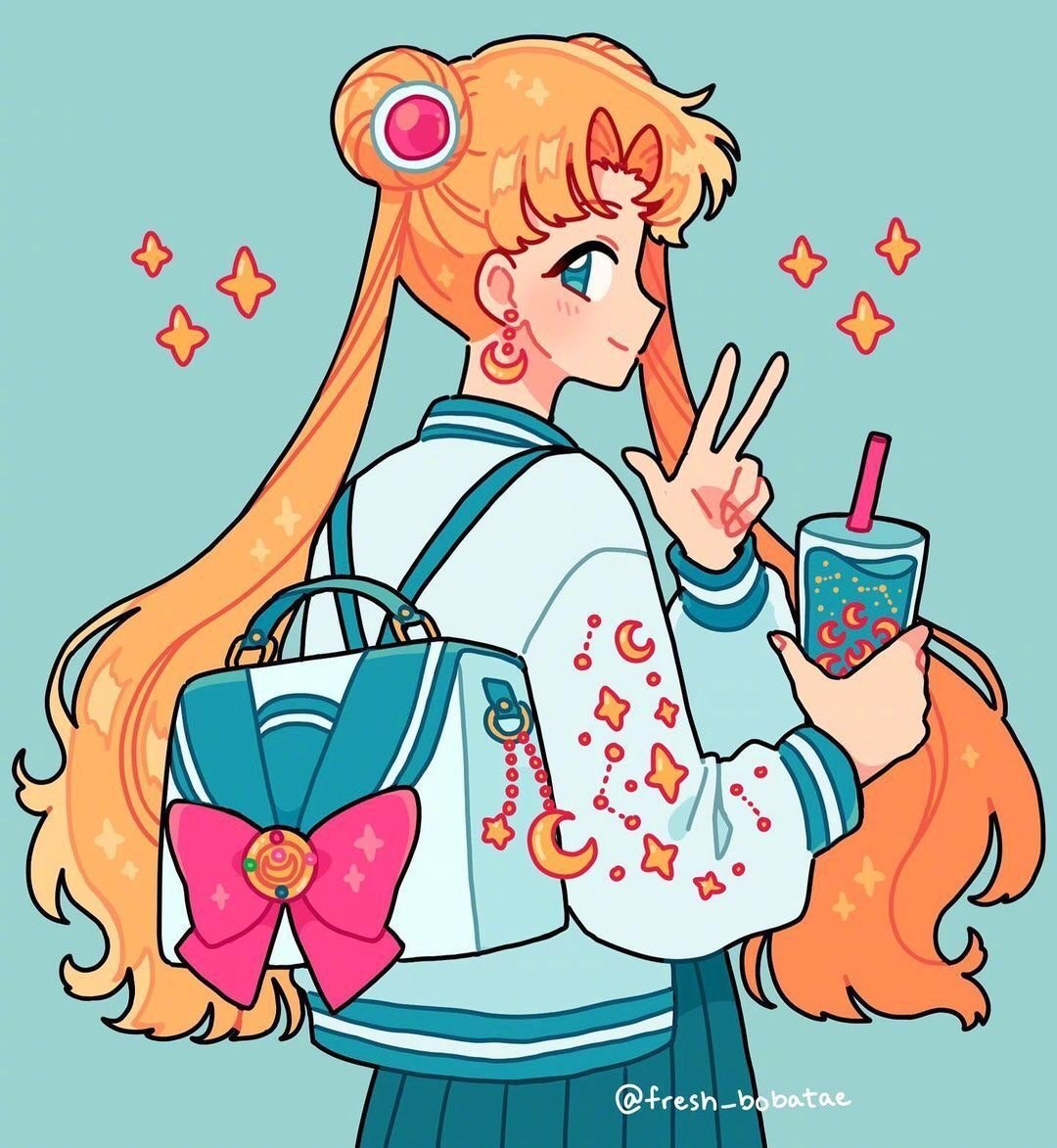 一组漫画风少女人物插画 ins:fresh_bobatae