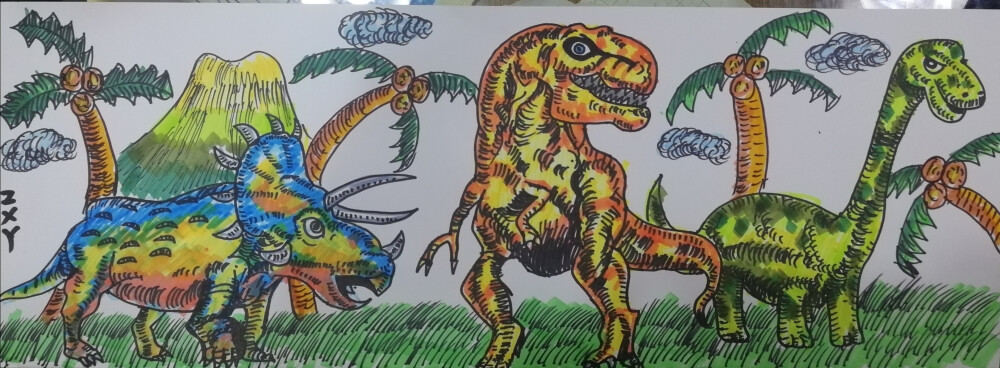 恐龙世界怎么画很好图片