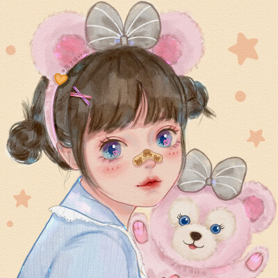 水彩风迪士尼闺蜜头雪莉玫/玲娜贝儿/星黛露