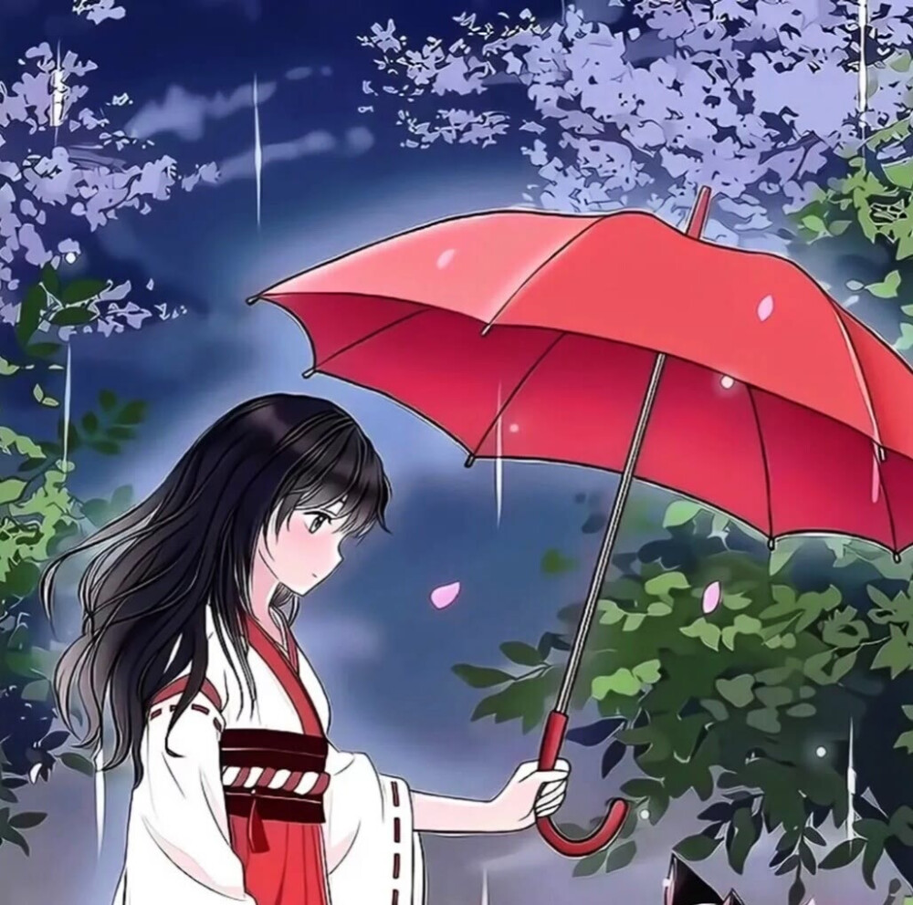 打雨伞的卡通情侣头像图片