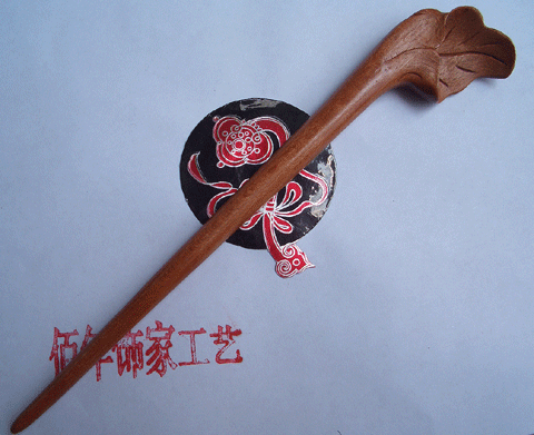 片叶桃木簪子木雕古典发簪发饰zt012汉服旗袍配饰送精包装