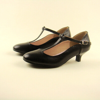 里外全皮女鞋 复古系带 中跟丁字鞋