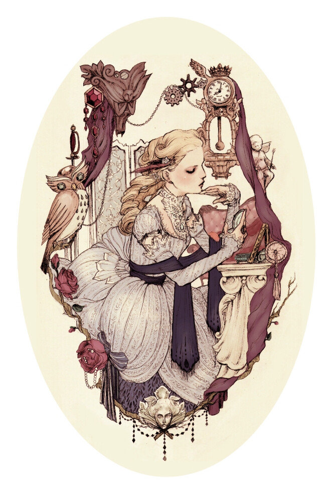 yasahime的欧式题材插画作品,作者是个住在新西兰的日本女孩,上色简单