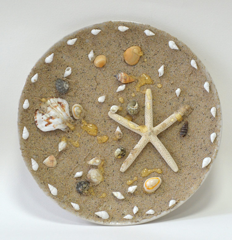 海星贝克海螺沙滩石头色圆盘 使用一个普通的圆形杯盘