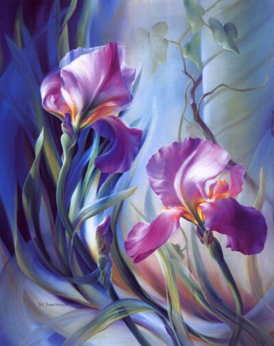 美国艺术家vie dunn-harr花卉绘画作品