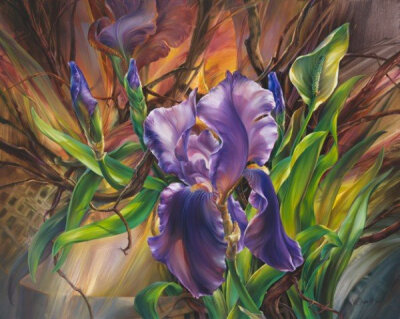美国艺术家vie dunn-harr花卉绘画作品