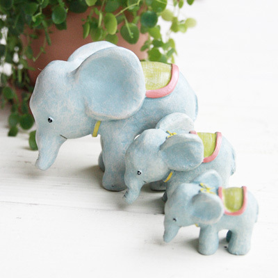小象 三口一家 动物摆件 可爱杂货