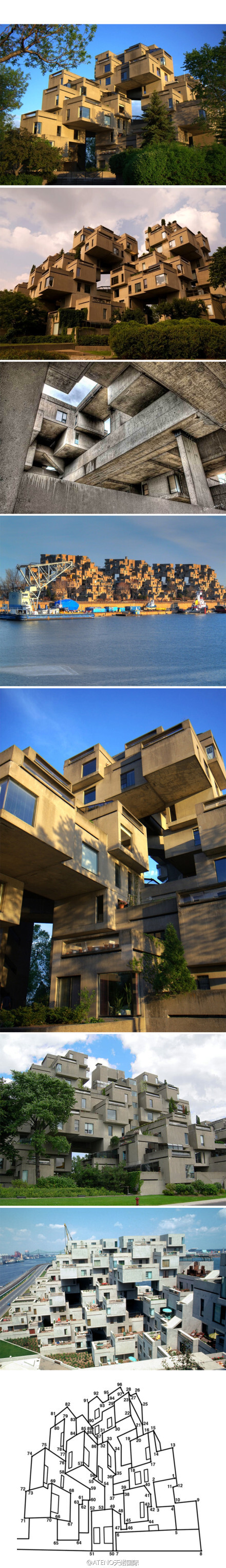 圣罗伦斯河畔的一个住宅小区,总设计师是加拿大建筑师萨夫迪moshe