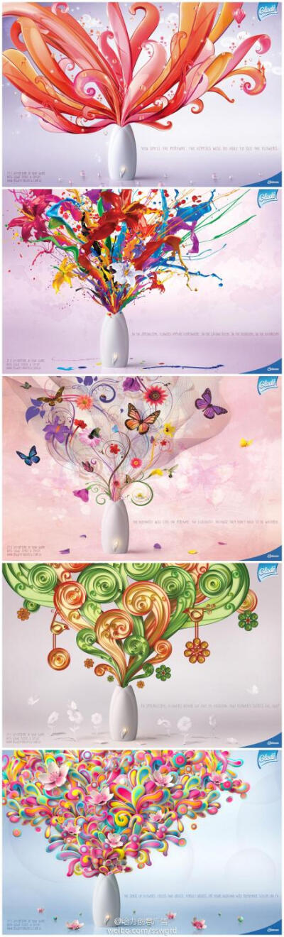 佳丽(glade)感应喷雾的平面创意广告是否很迷恋春天呢?