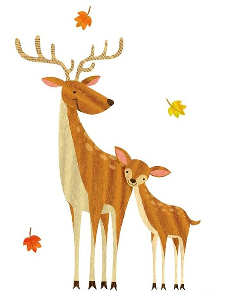 日本插画师的小鹿,笔触简单却又充满童趣最喜欢这样的风格了,大概是有