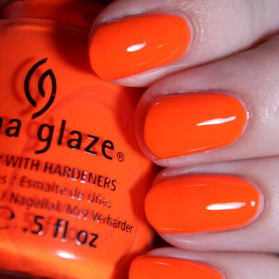 china glaze 指甲油 70641 orange knockout 荧光橘色 美甲