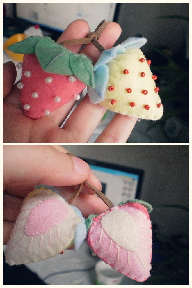 不织布草莓,喜欢就在新浪微博@黑眼圈的的寻找喀喀 吧