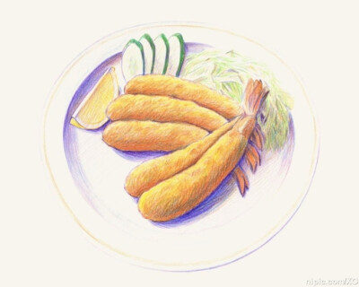 素描画食物简单图片
