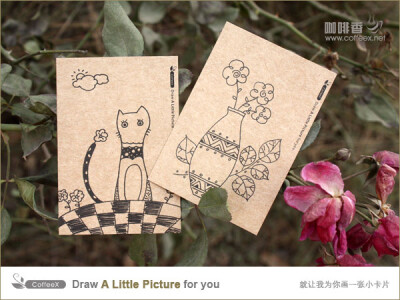 店主elin手绘作品制作 手绘涂鸦小卡片可直接当留言卡使用 如果有兴趣