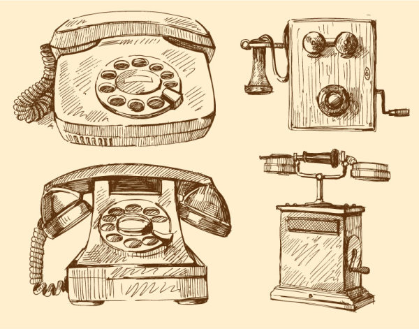 电话机线稿—矢量素材