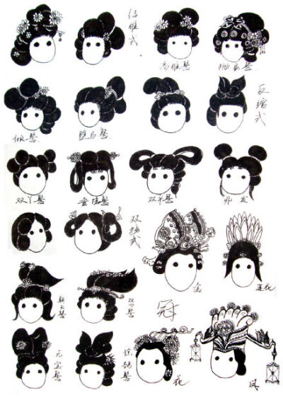 汉族历代发型手绘,原作者堇序