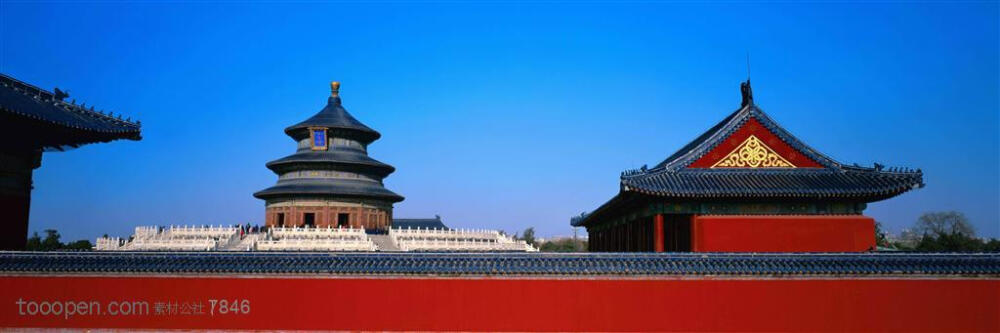名胜古迹-城墙内的天坛及古建筑群特写中华传统图片素材