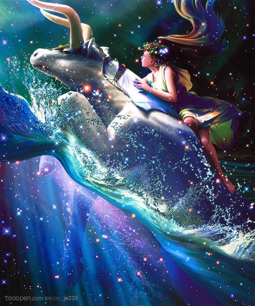 蓝海梦幻星座美图金牛座艺术设计图片素材