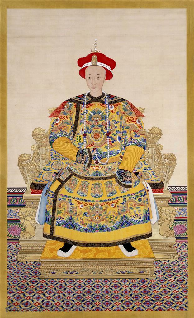 清同治皇帝朝服像古典皇帝画像艺术设计图片素材
