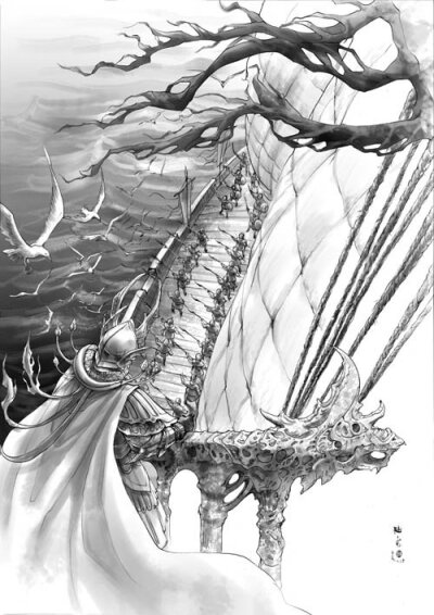 李堃为云荒做的插画,爱呀