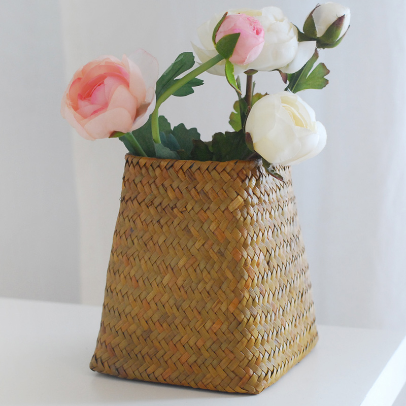 自然而然全手工编织草编小花瓶花盆花器花篮