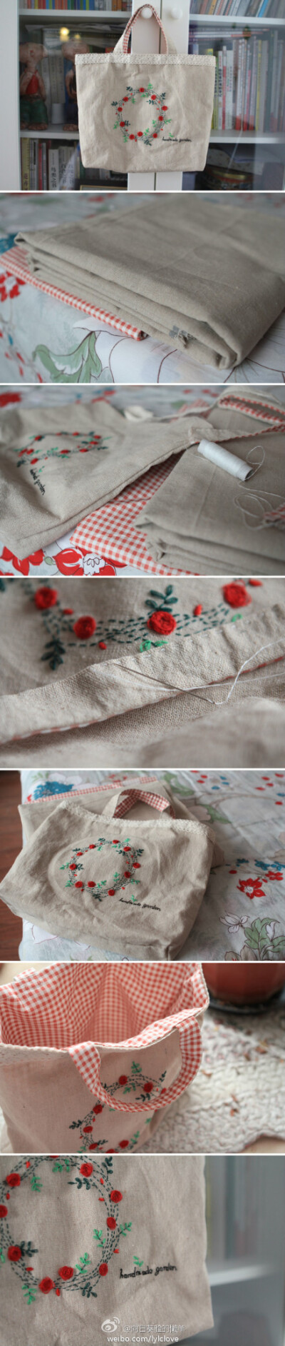 昨天下午开始绣的图案,今天把包包缝制完成了,又是全部手缝的,没用