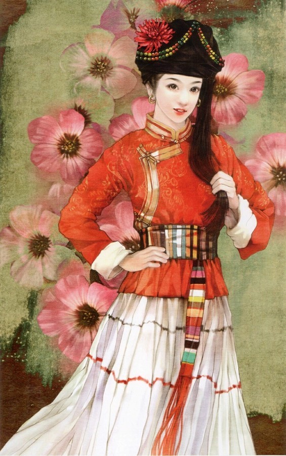 台湾插画天后德珍手绘56个民族——普米族