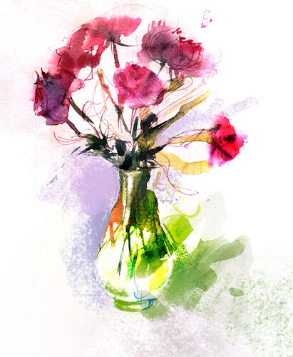 美丽的水彩玫瑰花(3)