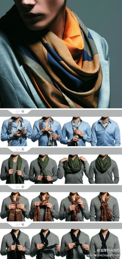 男士短围巾的各种围法图片