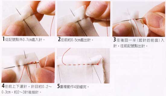 针线平针缝合方法图片