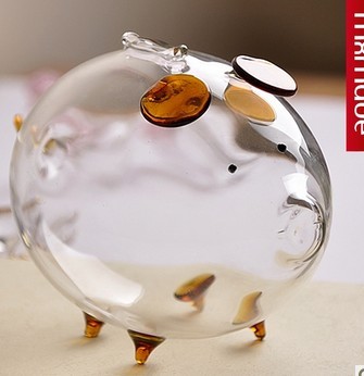 超美创意小猪存钱罐储蓄罐透明玻璃工艺品精致可爱, http://sclick
