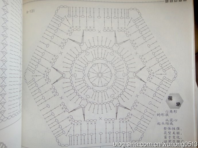 六角花的钩针钩法图解图片