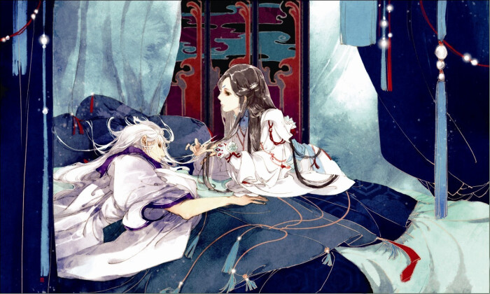 商业插画《三生三世枕上书》,东华和凤九,绘画师:伊吹五月