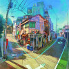 日本街景插画