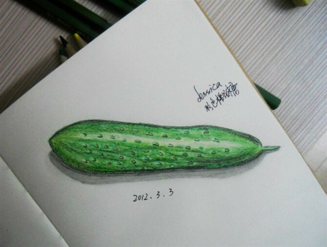黄瓜怎么画彩铅图片