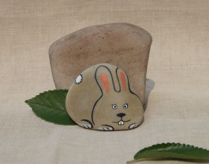 石趣部落原创的绘石头 兔子