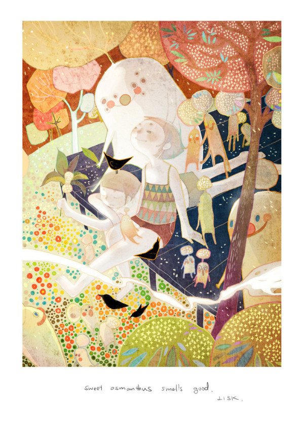 插画师lisk的 插画设计 作品,她的作品清新,温暖,治愈系,就像童年的