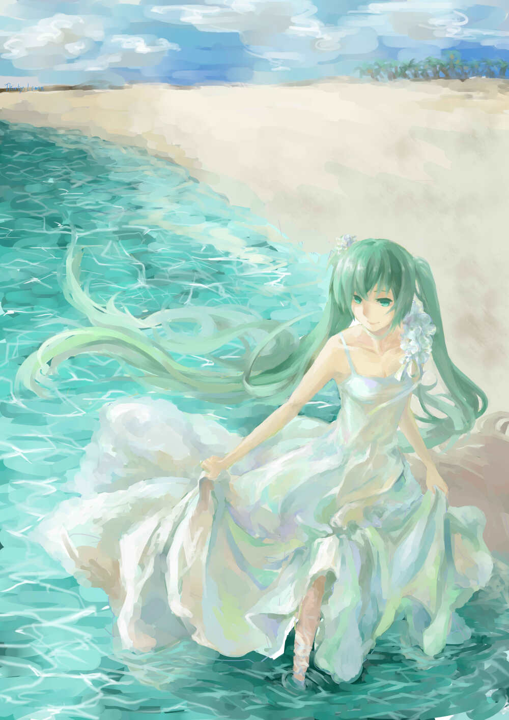 maldives miku p站 初音未来 二次元 海滩