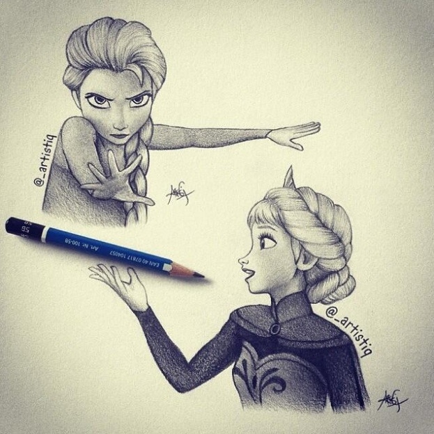 电影冰雪动漫【奇缘电影frozen】超赞的彩铅画印度有小孩老虎插画叫什么名字图片