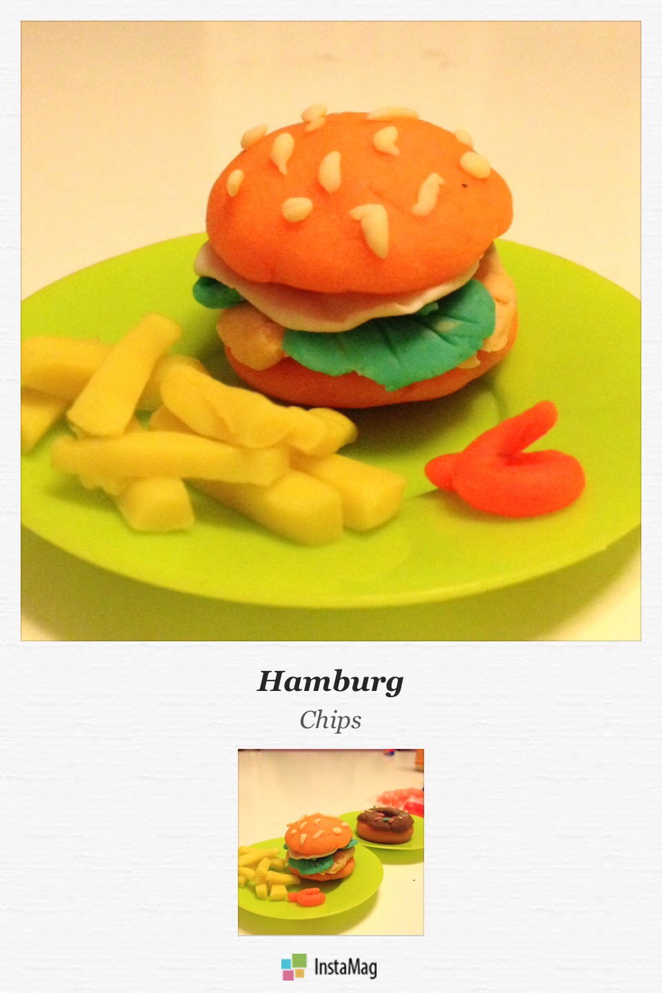 用橡皮泥捏汉堡套餐图片