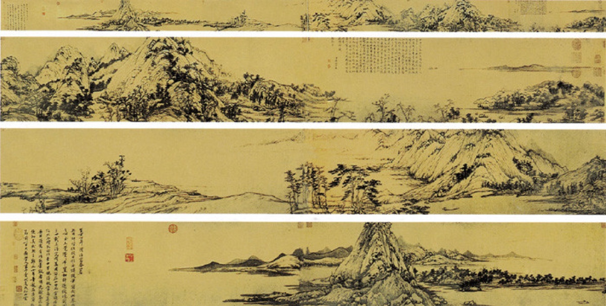 八,元黄公望《富春山居图》,纵33厘米,横6369厘米,纸本,水墨