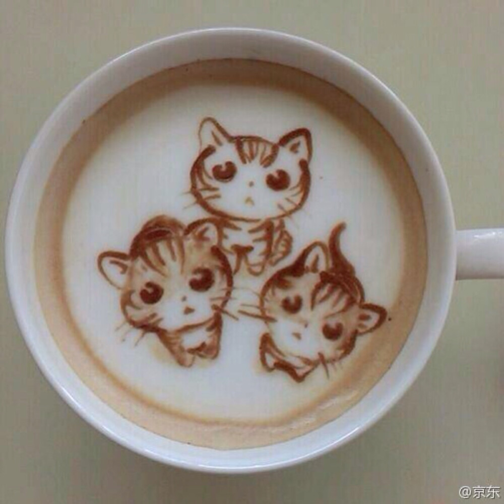 卡通可爱萌咖啡拉花小猫喵星人