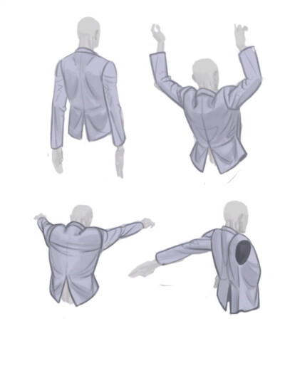 画法】褶皱的走向都是有共同的规则的,利用褶皱和阴影表现衣服更自然