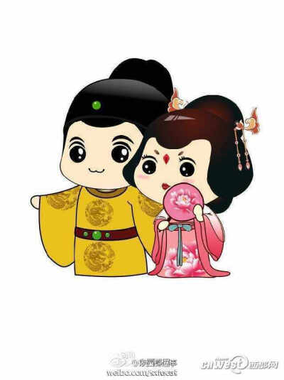 萌帝是李隆基的卡通形象,萌后是杨玉环的卡通形象.