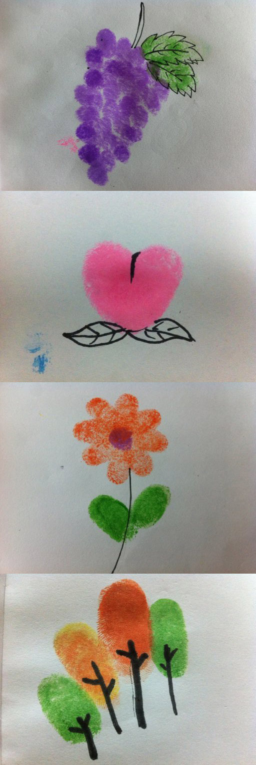 【美图*手绘空间】有时间教孩子用指纹作画吧,超有爱!