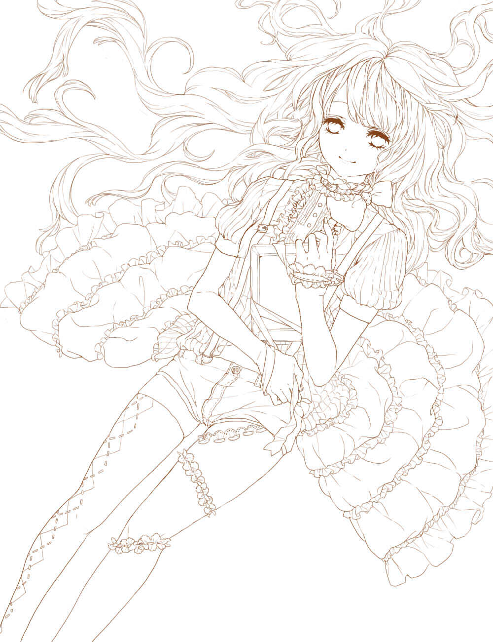 手绘插画线稿手稿黑白素材