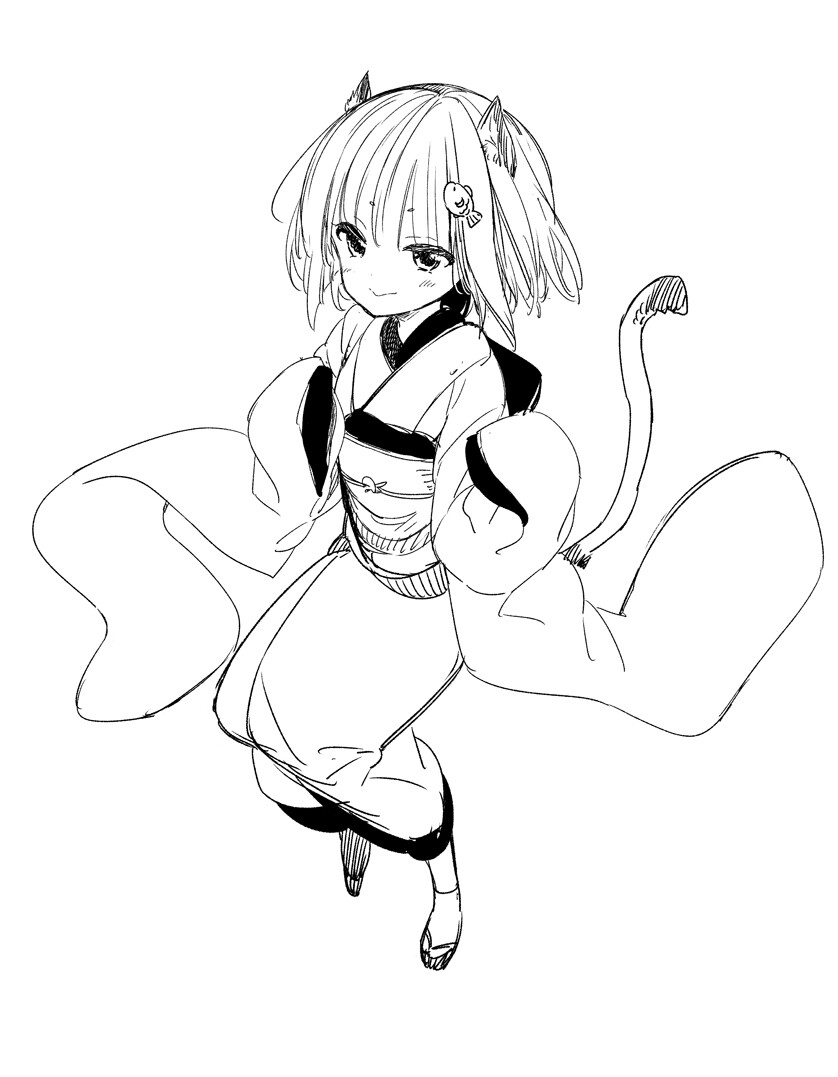 手绘插画线稿手稿黑白素材