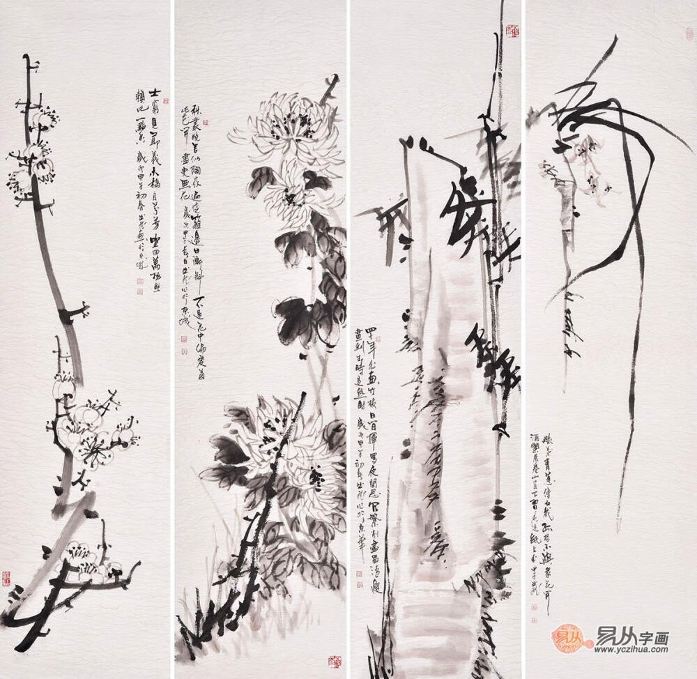 室内挂荷花怎样 花树灿烂,小鸟俏立;松竹梅兰,寓意高洁……大自然的